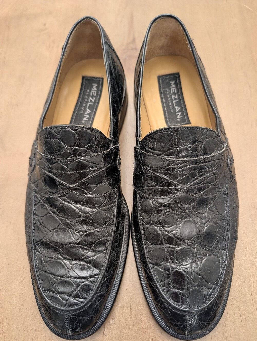 Mezlan Platinum Crocodile Black Trepuzzi Made In Italy Mens Size 10